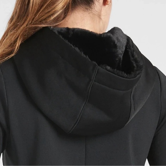 ATHLETA BLACK LONG SLEEVE TRIUMPH LUXE SHINE HOODIE SWEATSHIRT DRESS Sz XS - Picture 3 of 14